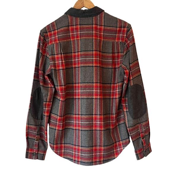 Roark Flannel Shirt Revival Nordsman Men’s Small Red Grey Wool Blend Elbow Patch - Picture 6 of 13
